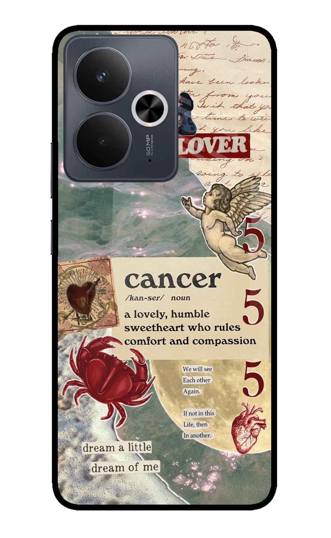Cancer Zodiac Realme 14T 5G Glass Case Back Cover by Casekaro