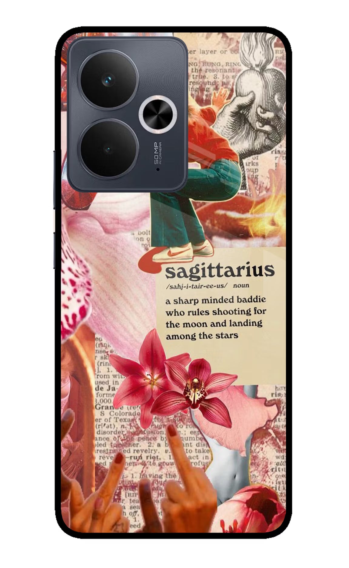 Sagittarius Zodiac Realme 14T 5G Glass Case Back Cover by Casekaro
