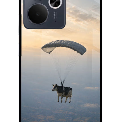 Skydiving Cow Realme 14T 5G Glass Case
