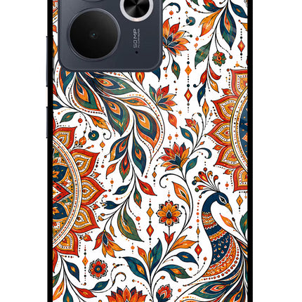 White Mayura Realme 14T 5G Glass Case