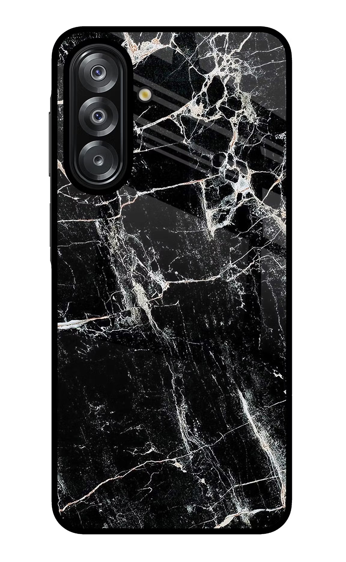 Black Marble Texture Samsung A26 Glass Case Back Cover by Casekaro