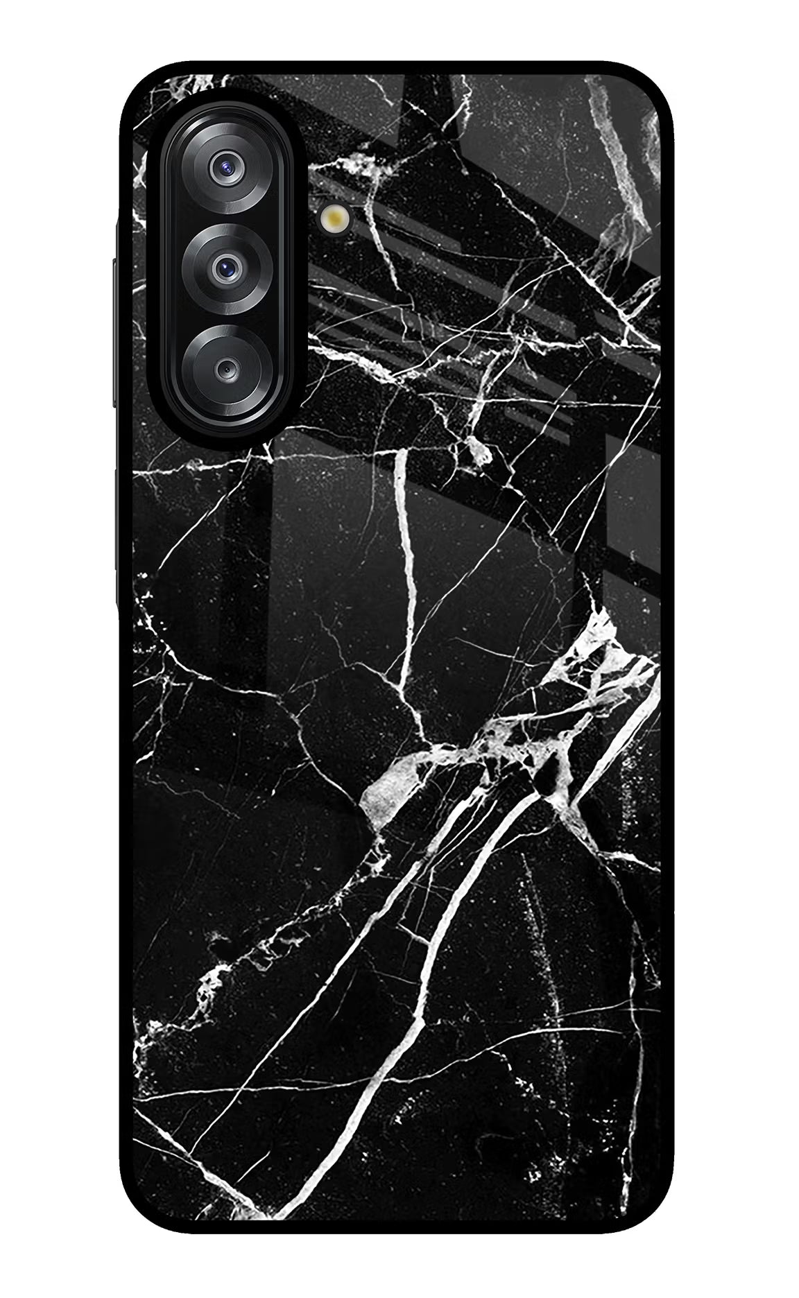 Black Marble Pattern Samsung A26 Glass Case Back Cover by Casekaro