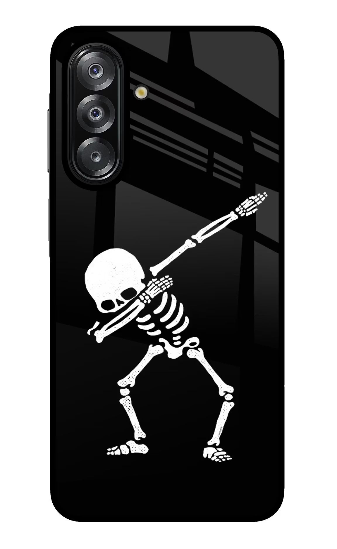 Dabbing Skeleton Art Samsung A26 Glass Case Back Cover by Casekaro