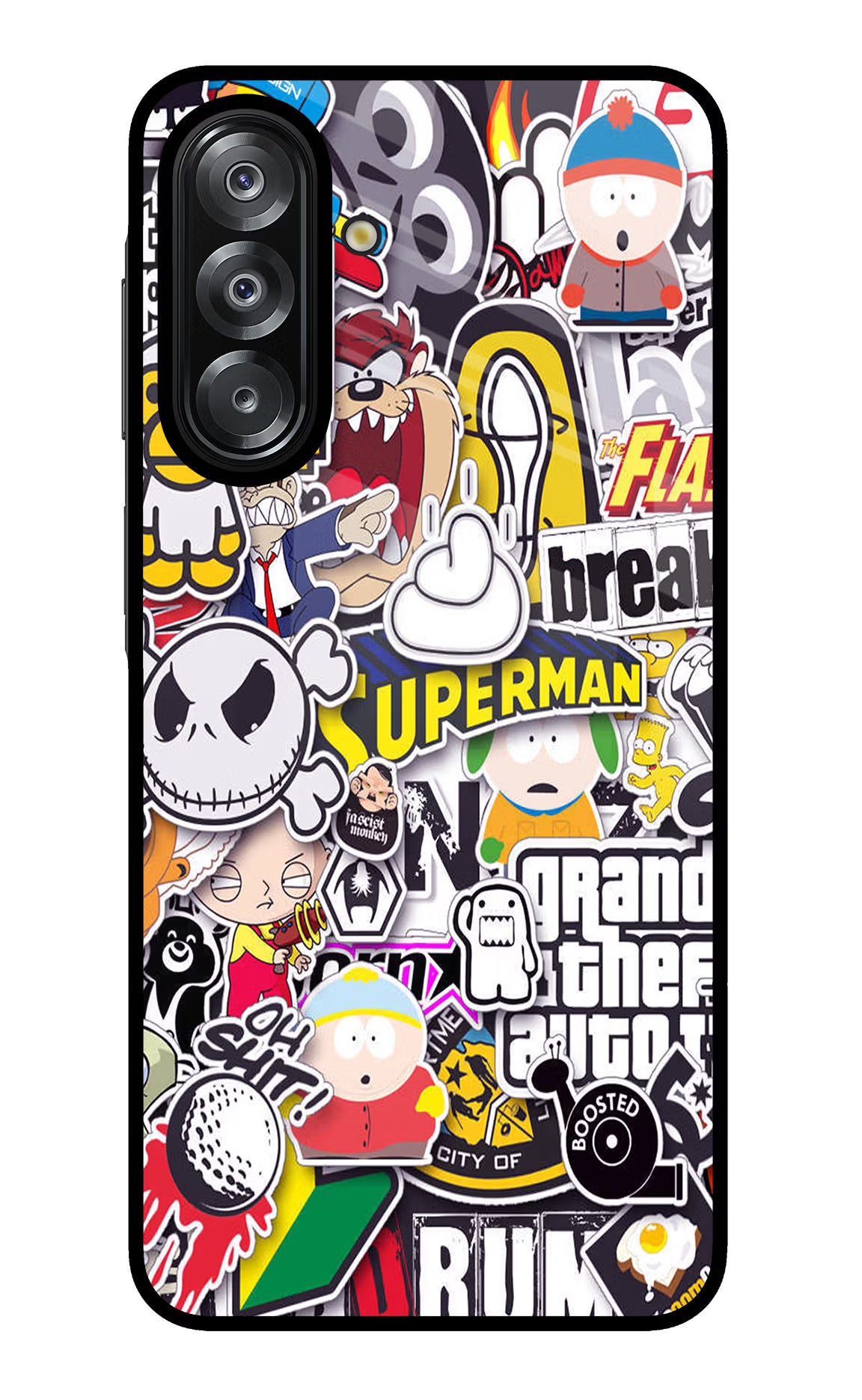 Sticker Bomb Samsung A26 Glass Case Back Cover by Casekaro