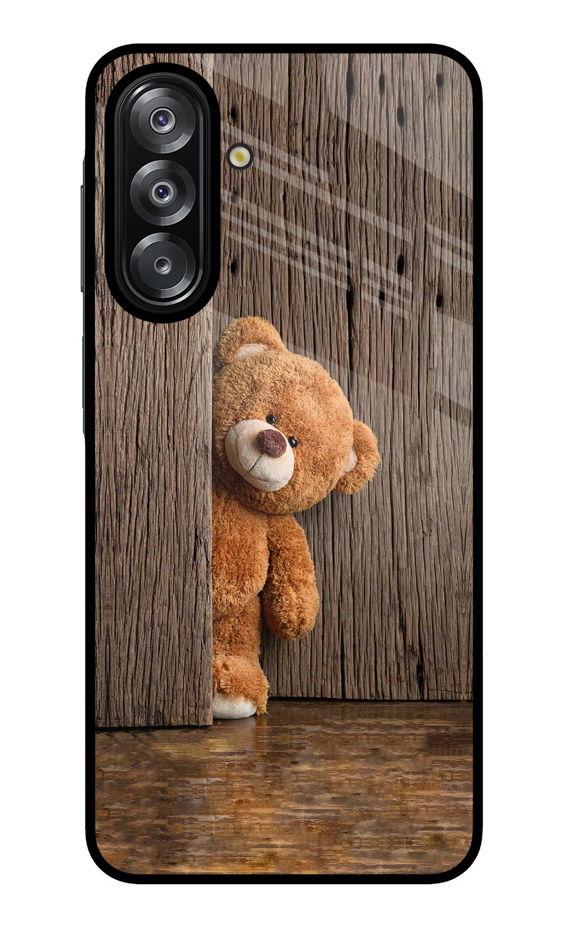 Teddy Wooden Samsung A26 Glass Case Back Cover by Casekaro