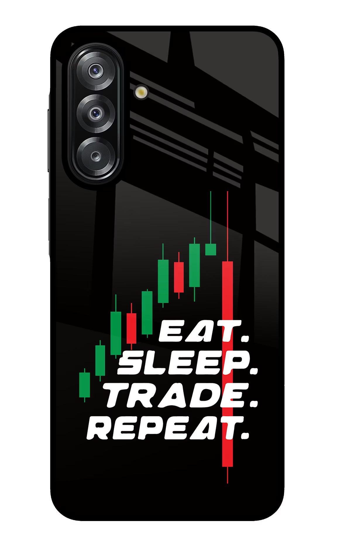 Eat Sleep Trade Repeat Samsung A26 Glass Case