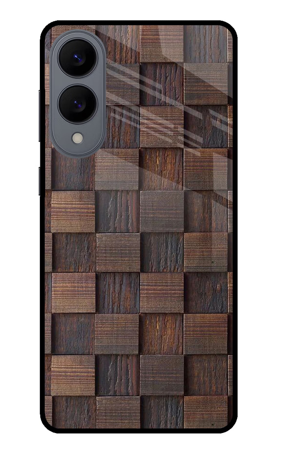 Wooden Cube Design Samsung S25 Edge Glass Case Back Cover by Casekaro