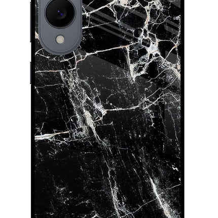 Black Marble Texture Samsung S25 Edge Glass Case