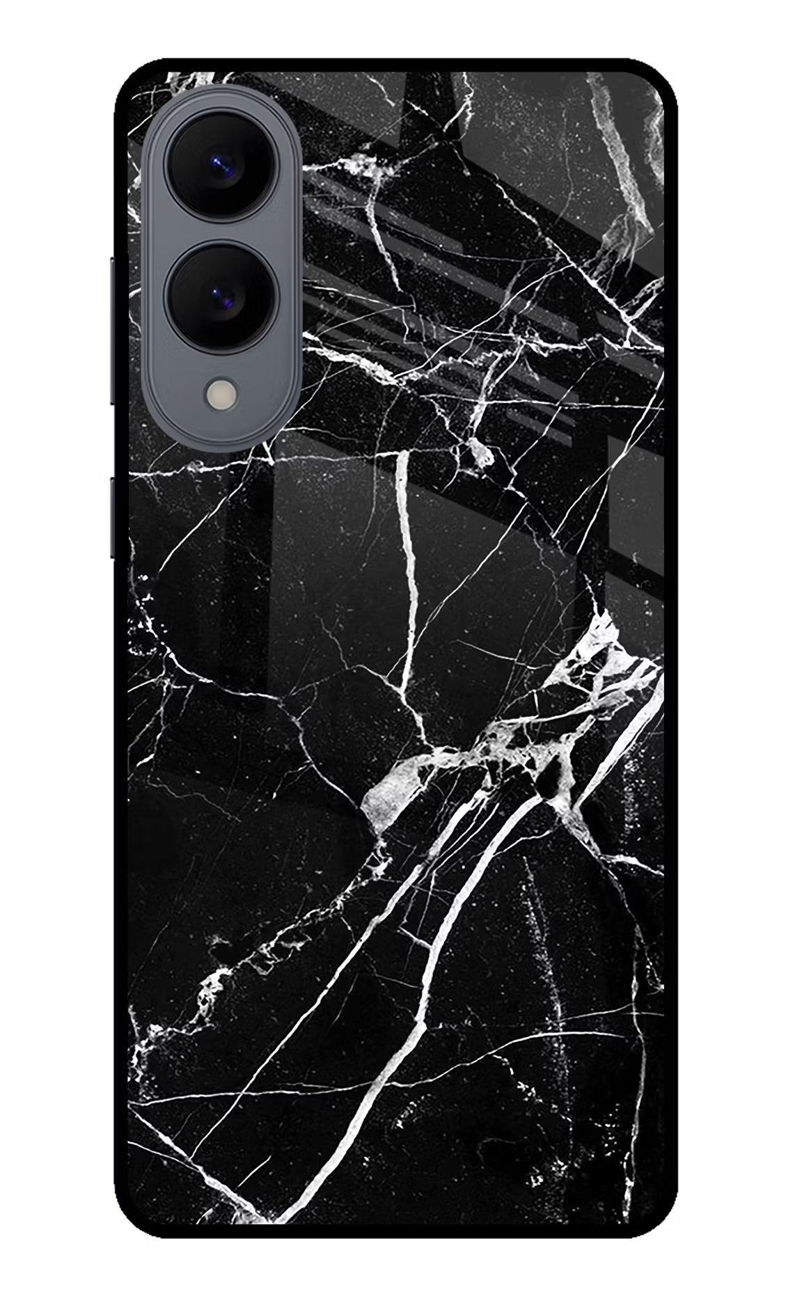 Black Marble Pattern Samsung S25 Edge Glass Case Back Cover by Casekaro