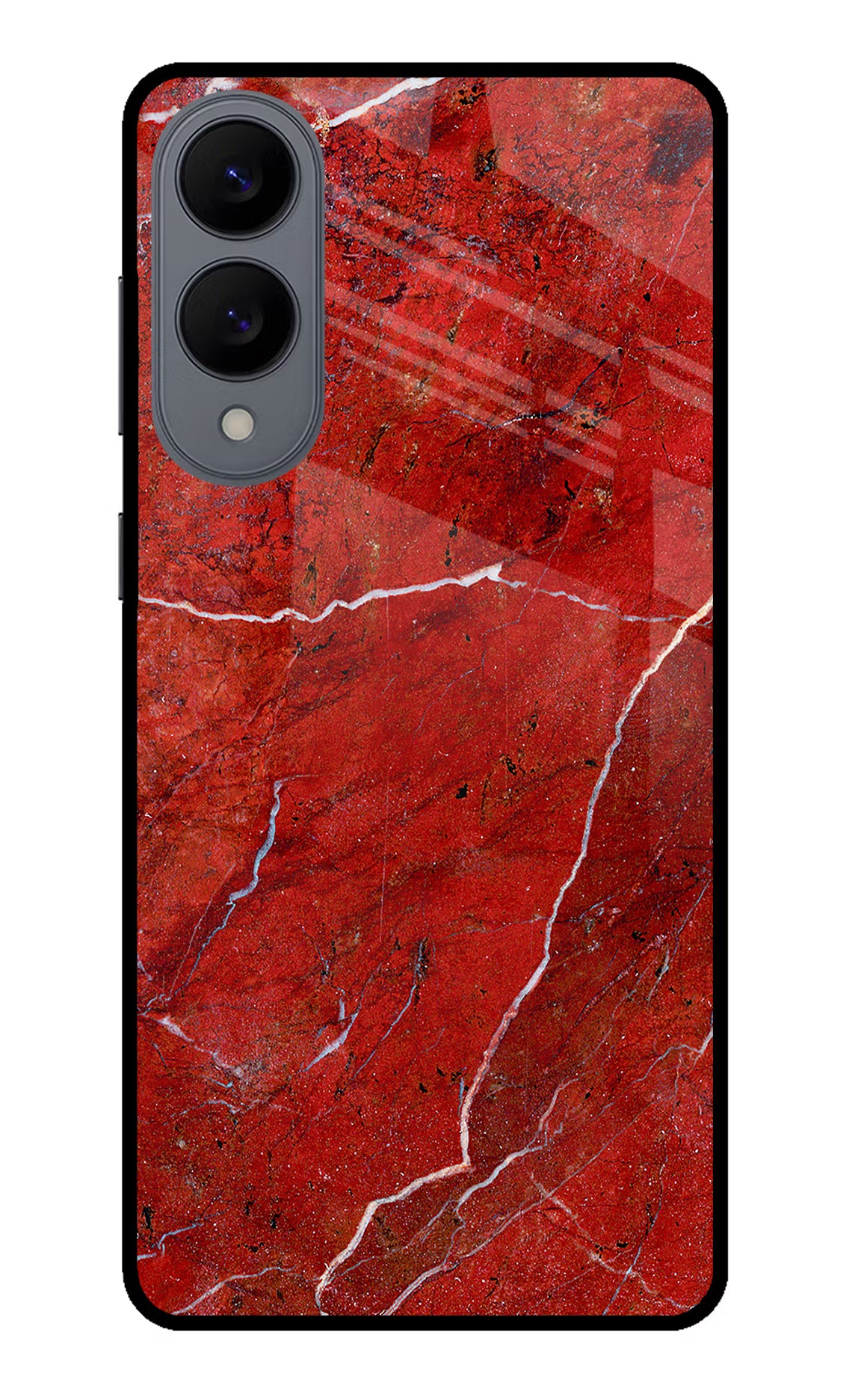Red Marble Design Samsung S25 Edge Glass Case Back Cover by Casekaro