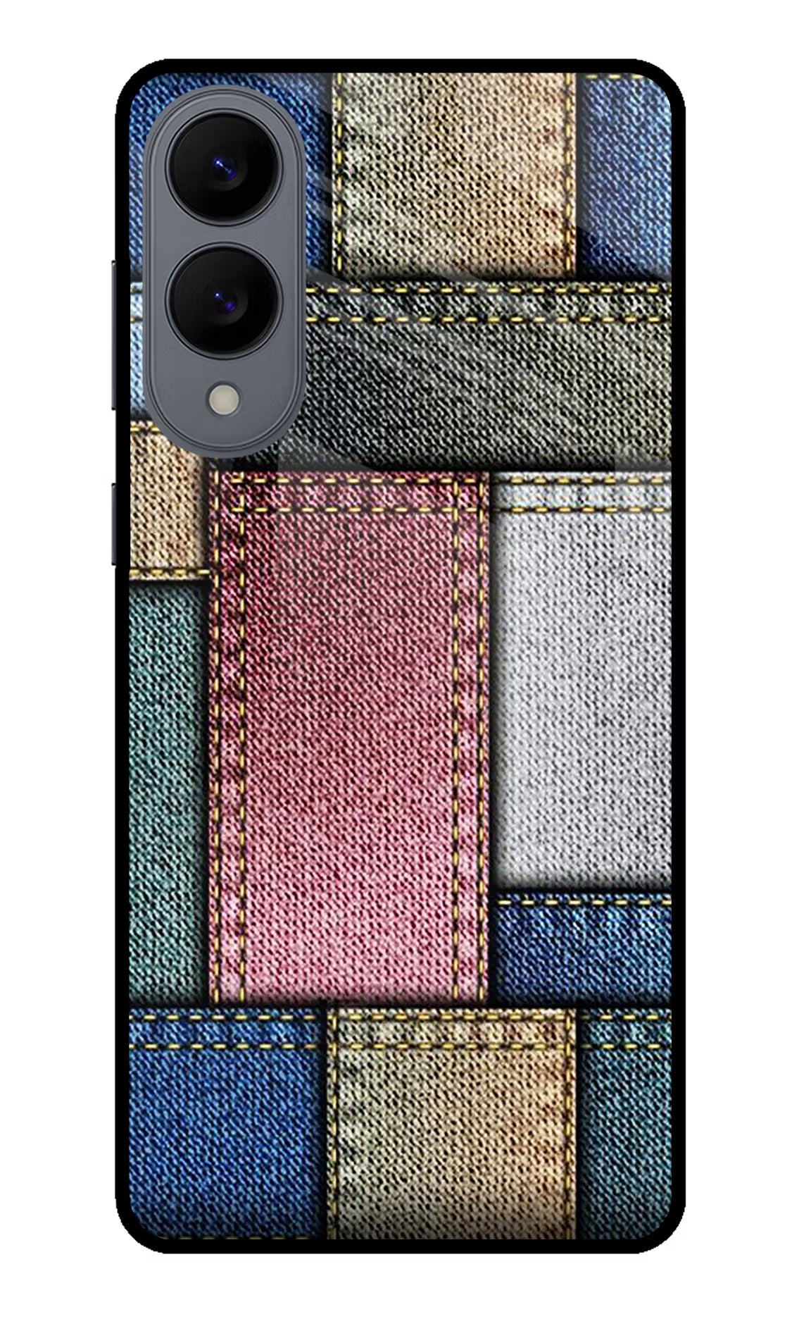 Multicolor Jeans Samsung S25 Edge Glass Case Back Cover by Casekaro