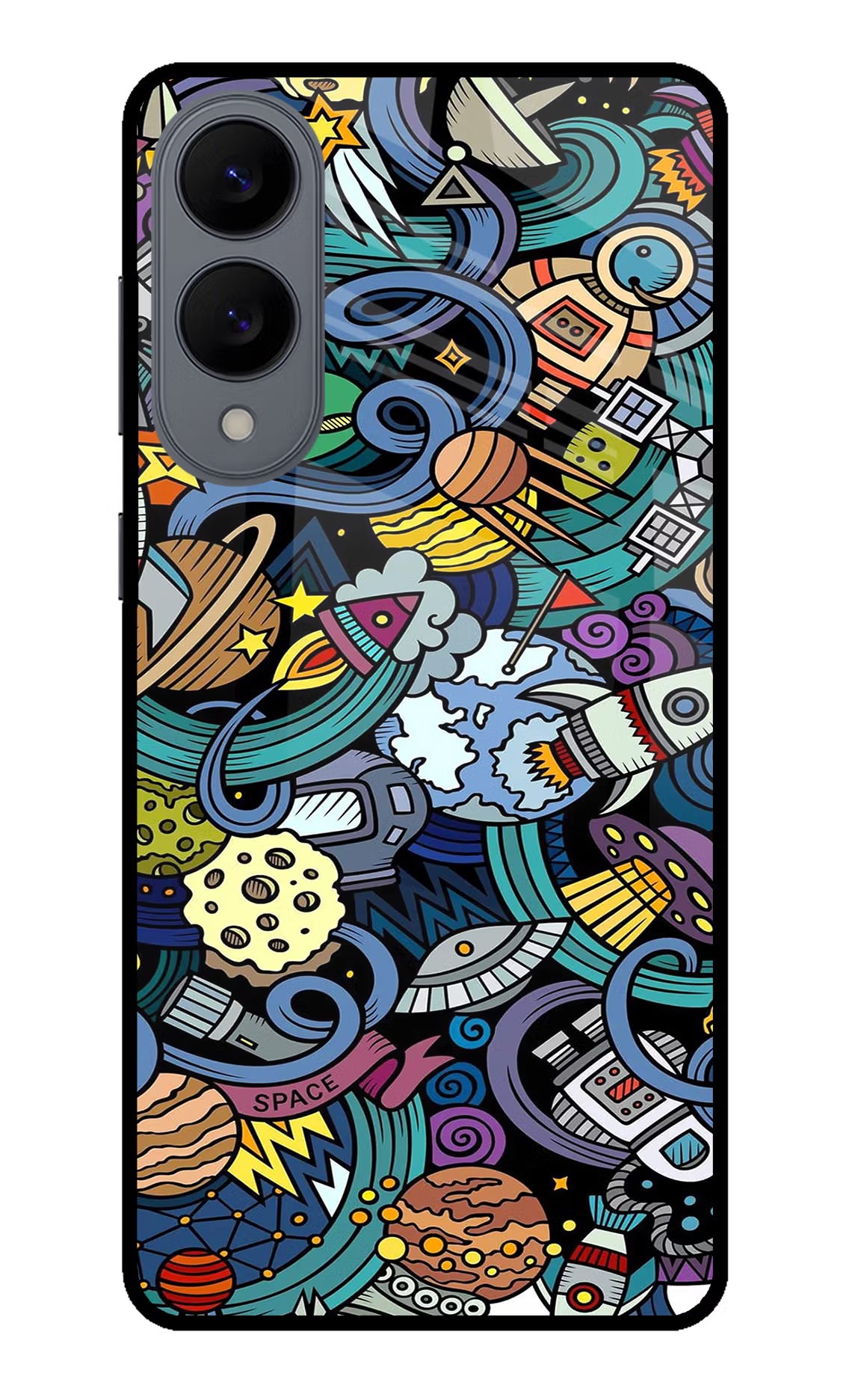 Space Abstract Samsung S25 Edge Glass Case Back Cover by Casekaro