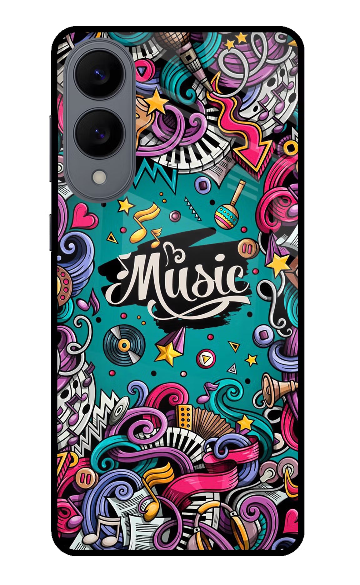 Music Graffiti Samsung S25 Edge Glass Case Back Cover by Casekaro