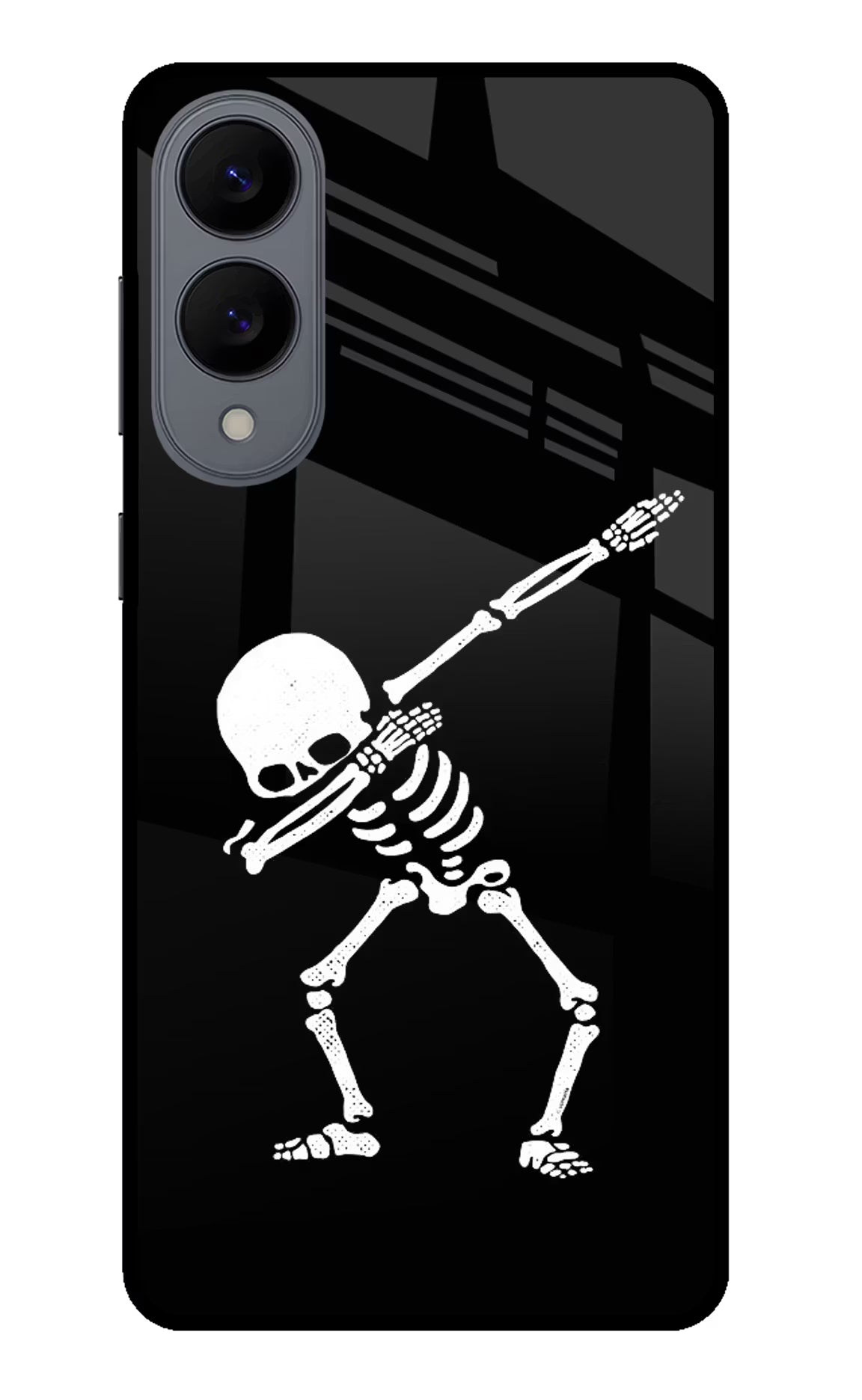 Dabbing Skeleton Art Samsung S25 Edge Glass Case Back Cover by Casekaro