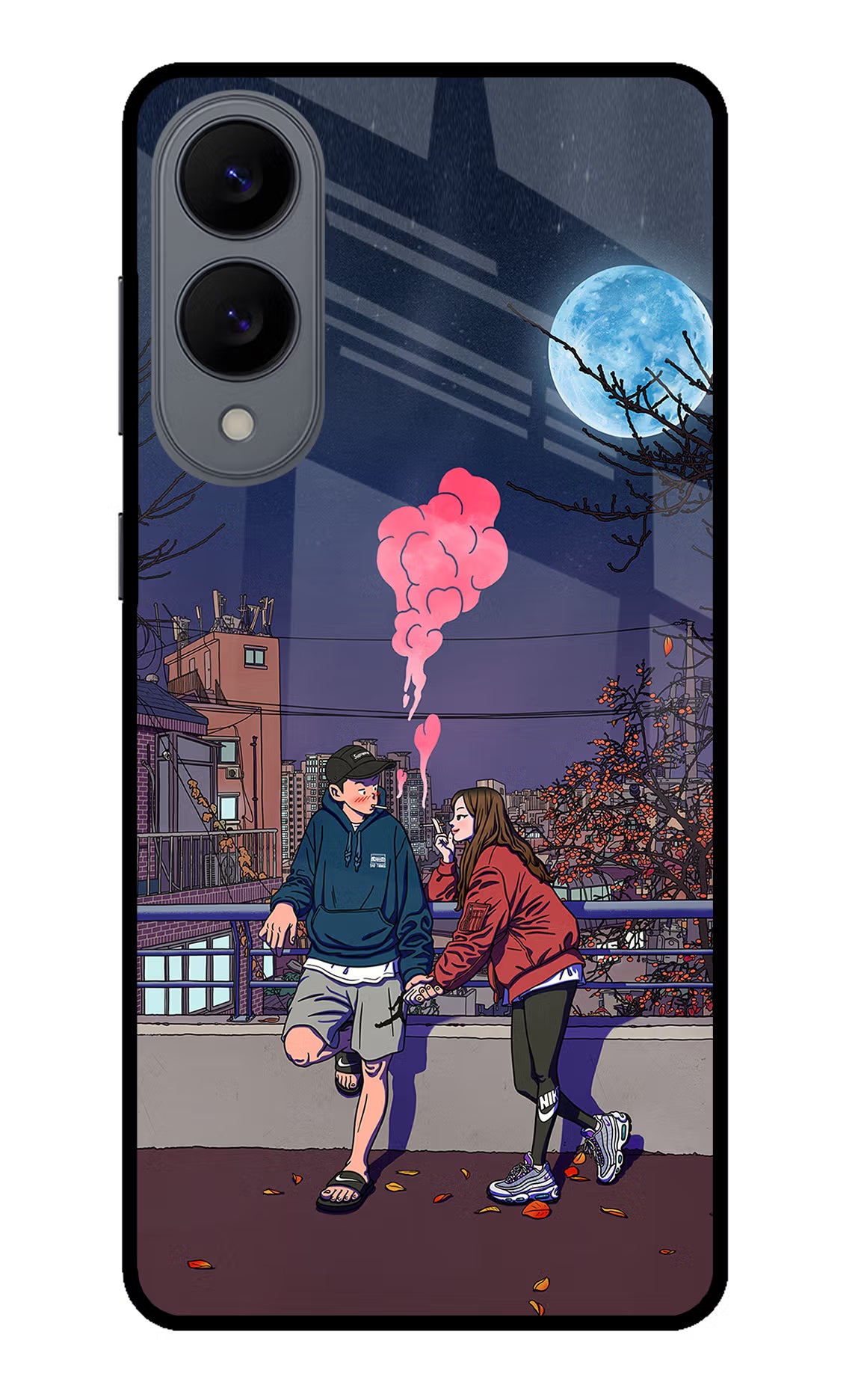 Chilling Couple Samsung S25 Edge Glass Case Back Cover by Casekaro