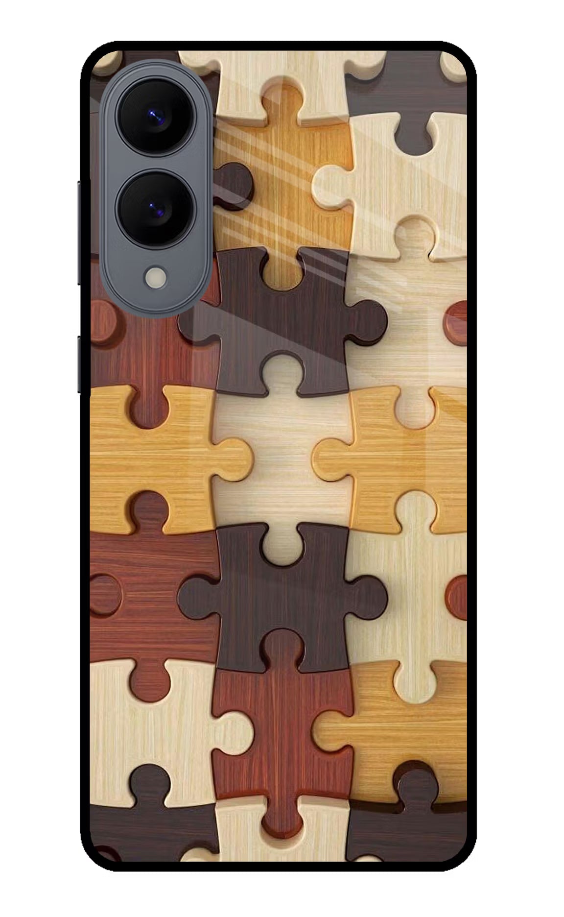 Wooden Puzzle Samsung S25 Edge Glass Case Back Cover by Casekaro