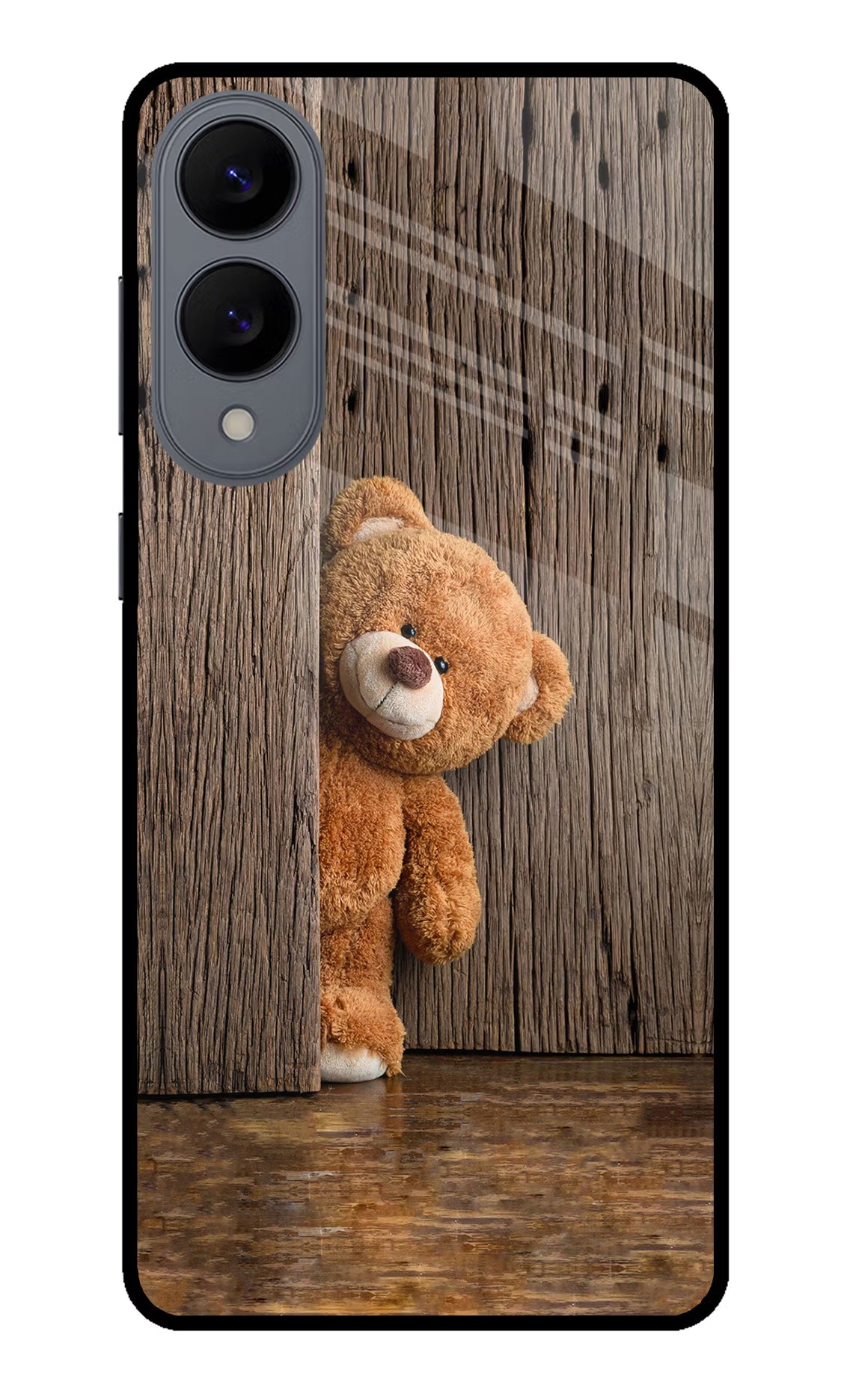 Teddy Wooden Samsung S25 Edge Glass Case Back Cover by Casekaro