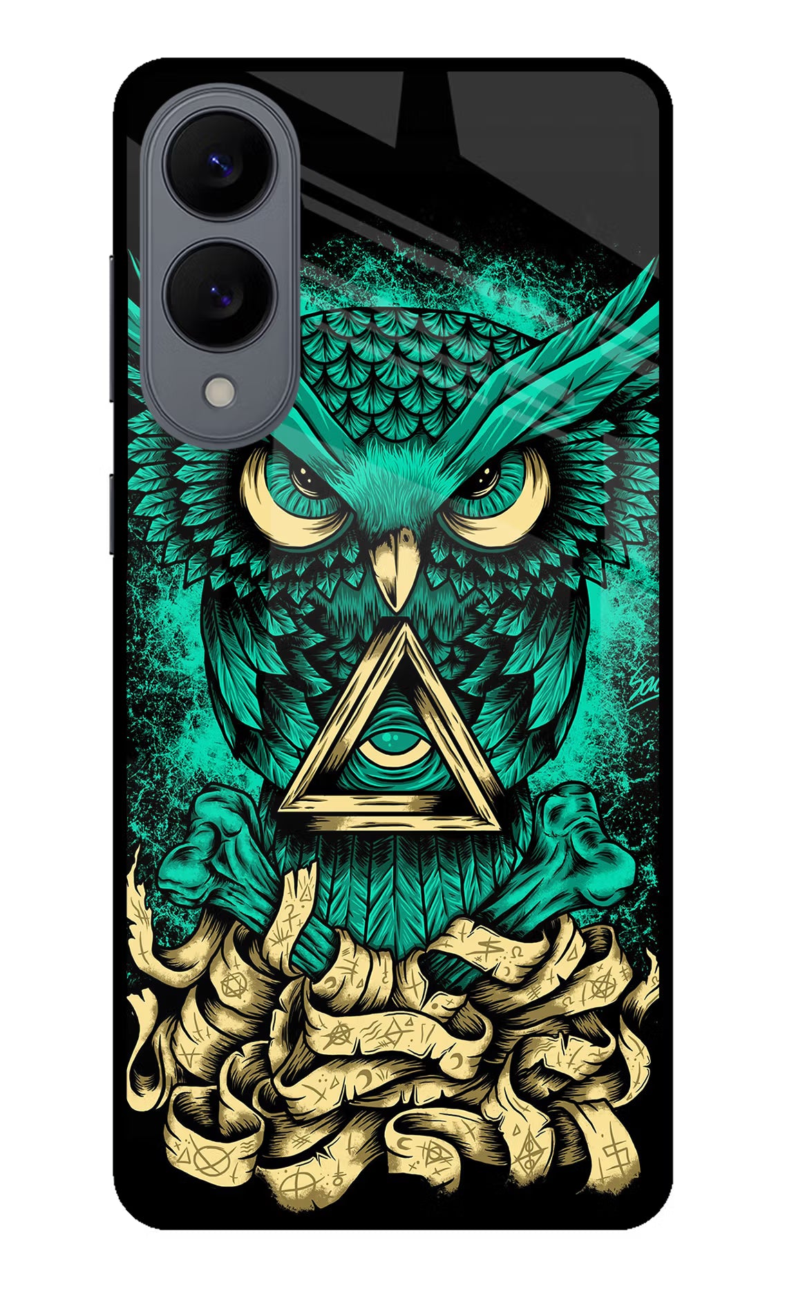 Green Owl Samsung S25 Edge Glass Case Back Cover by Casekaro