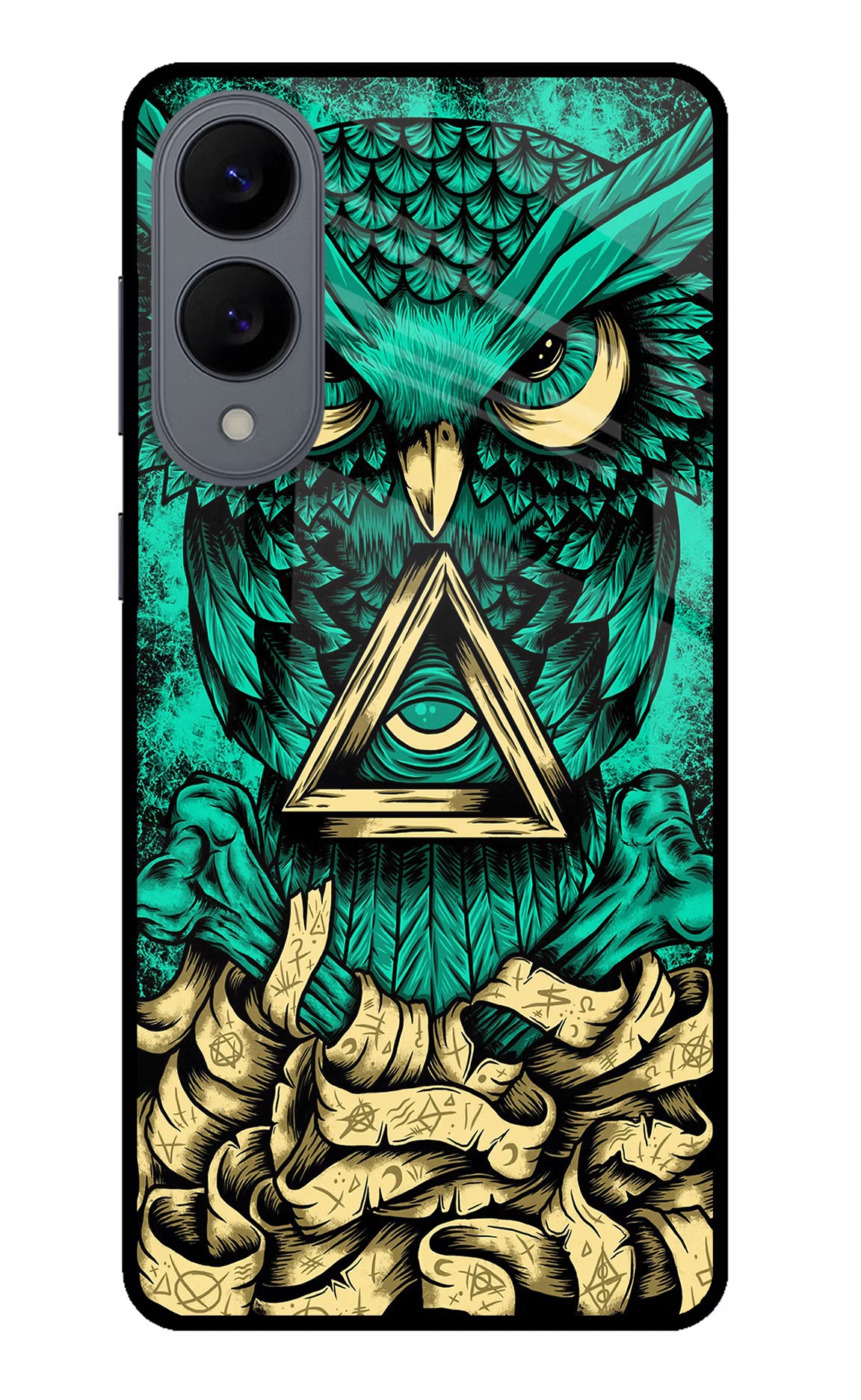Green Owl Samsung S25 Edge Glass Case Back Cover by Casekaro