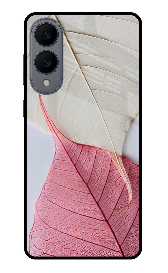 White Pink Leaf Samsung S25 Edge Glass Case