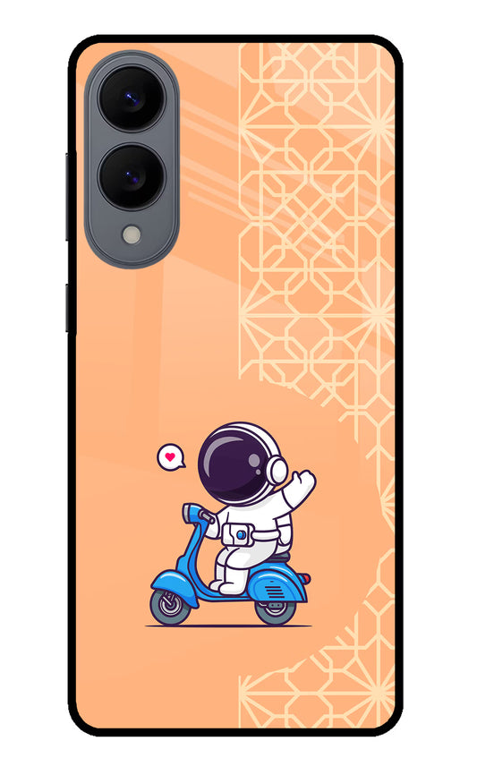 Cute Astronaut Riding Samsung S25 Edge Glass Case