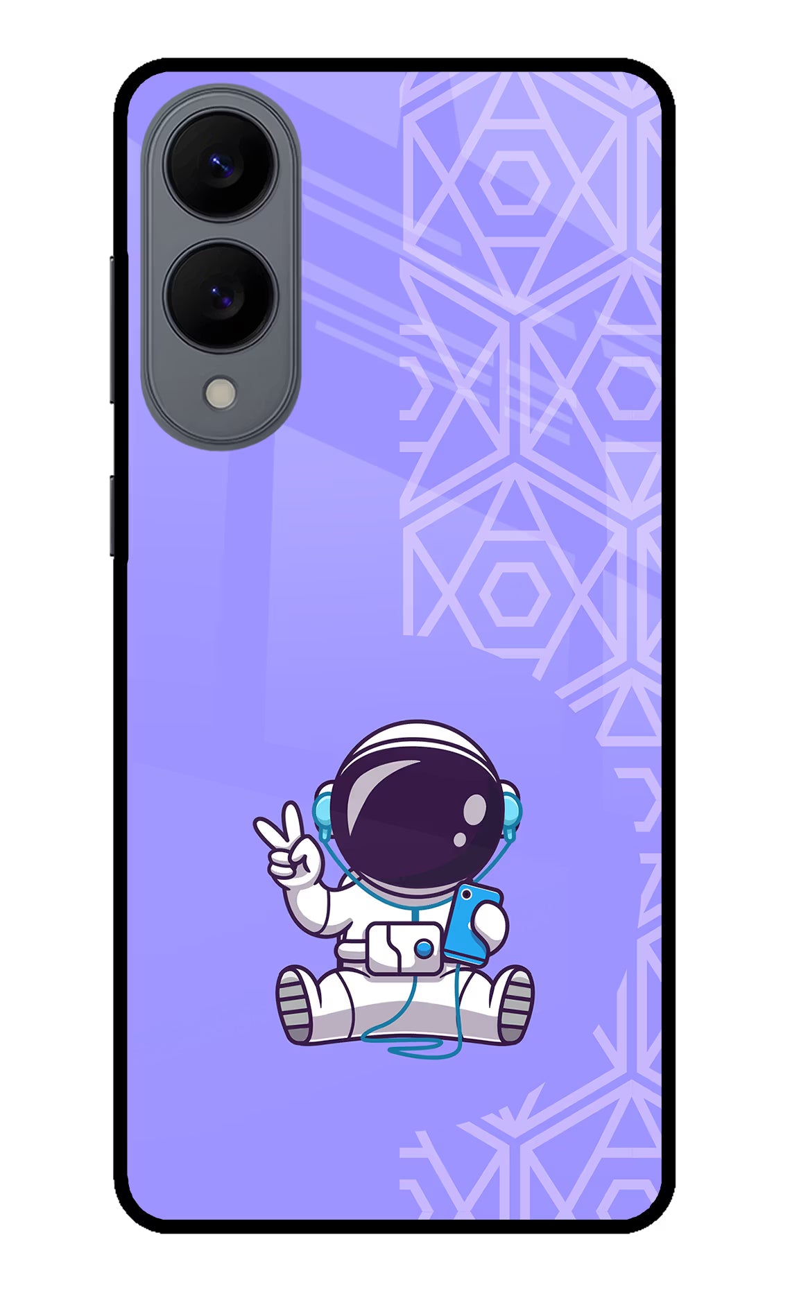 Cute Astronaut Chilling Samsung S25 Edge Glass Case Back Cover by Casekaro