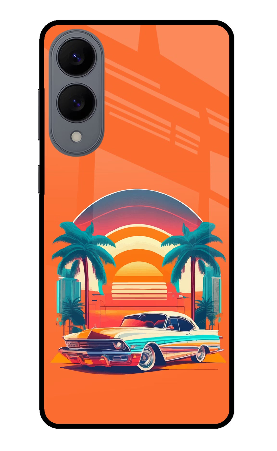 Palm Drive 80s Samsung S25 Edge Glass Case Back Cover by Casekaro