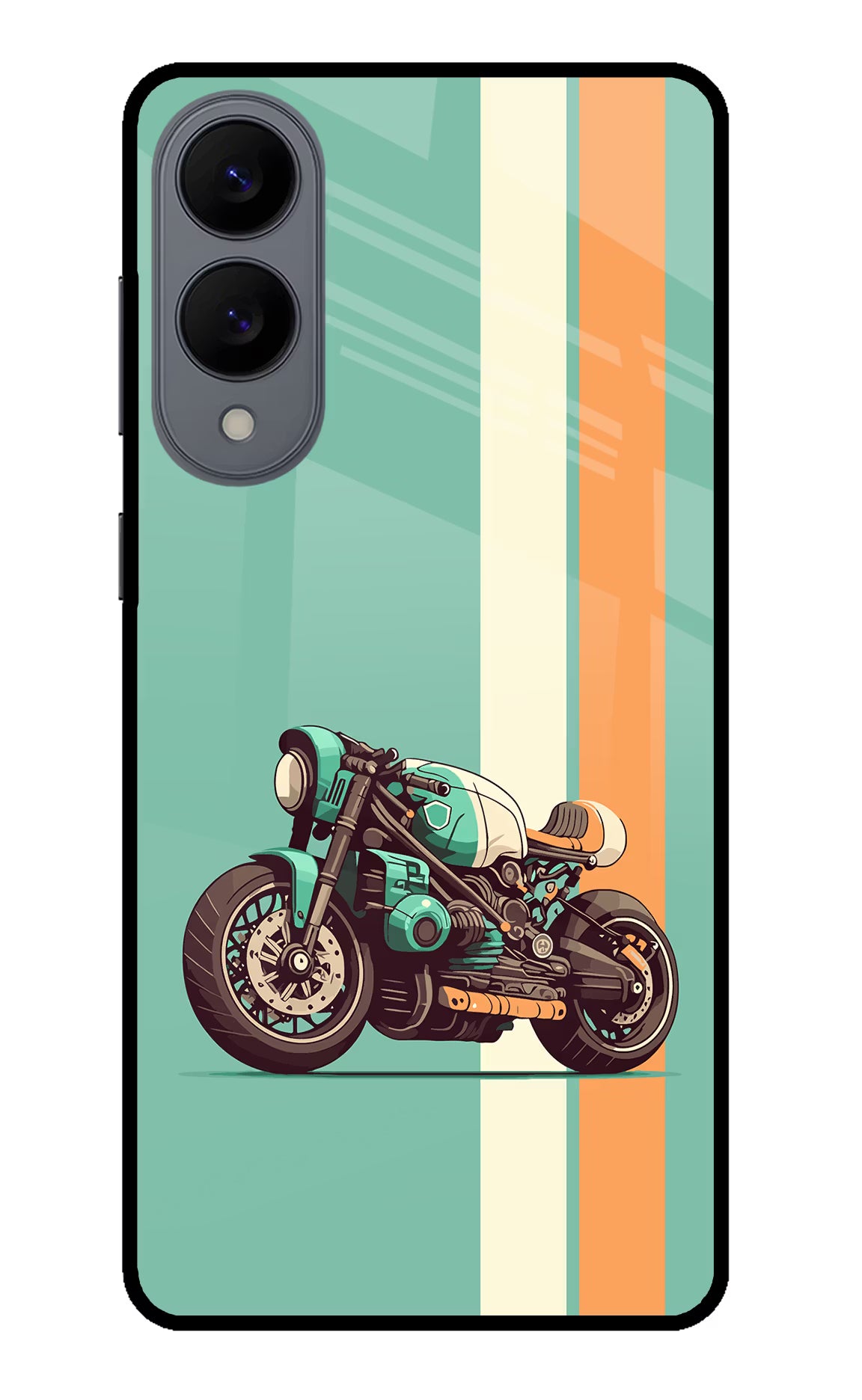 Striped Moto Drift Samsung S25 Edge Glass Case Back Cover by Casekaro