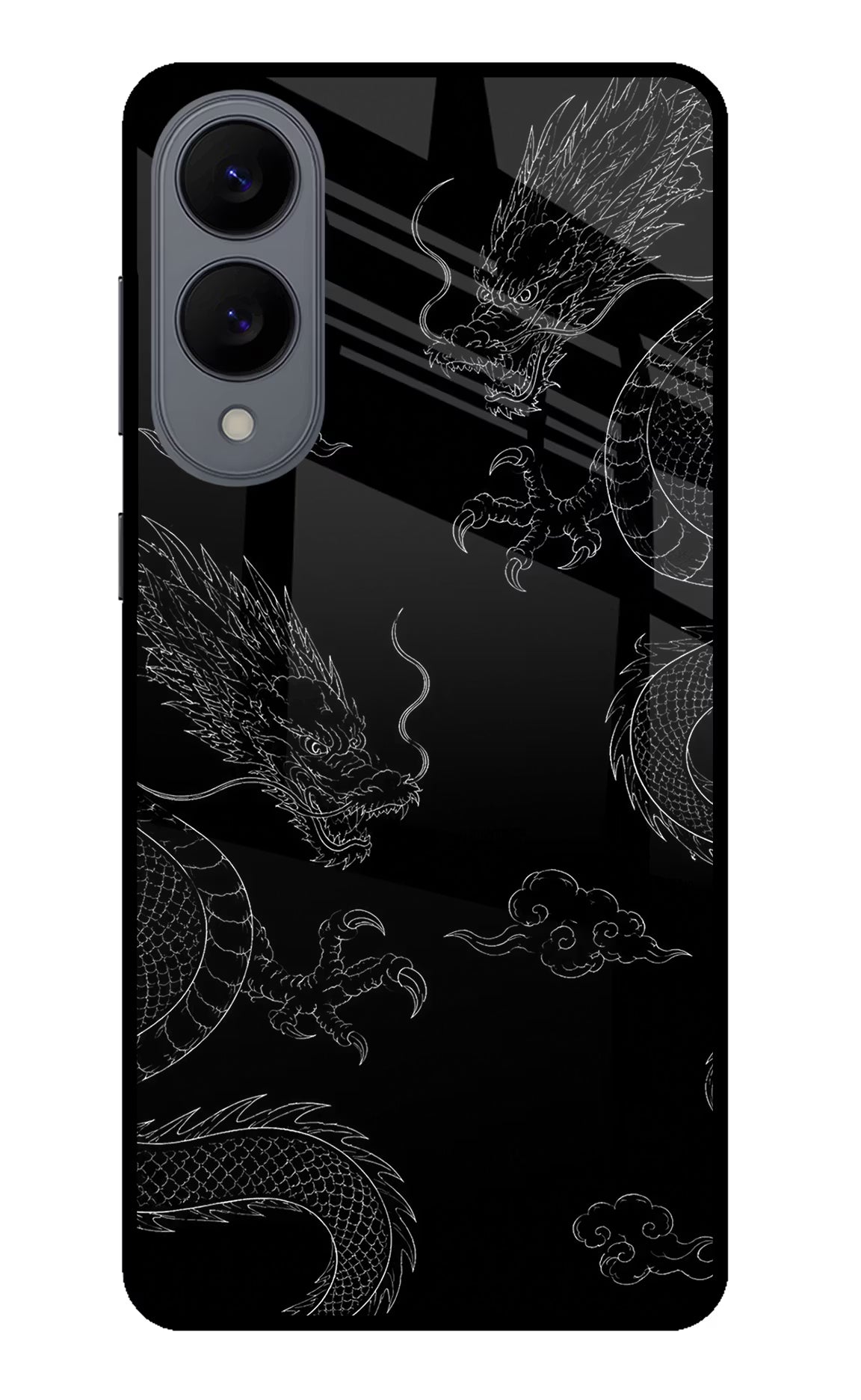 Twin Dragons Samsung S25 Edge Glass Case Back Cover by Casekaro