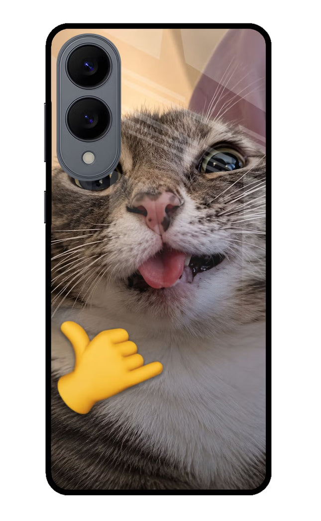 Silly Cat Call Samsung S25 Edge Glass Case Back Cover by Casekaro