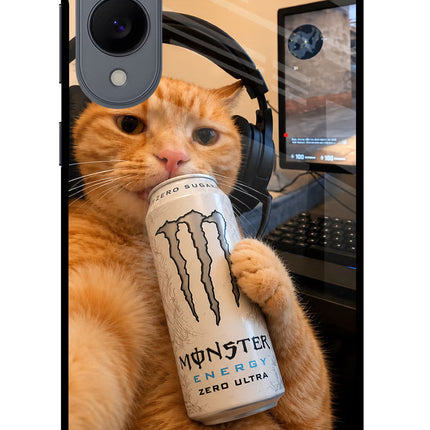 Gamer Cat Energy Samsung S25 Edge Glass Case Back Cover by Casekaro
