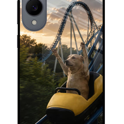Rollercoaster Dog Samsung S25 Edge Glass Case Back Cover by Casekaro
