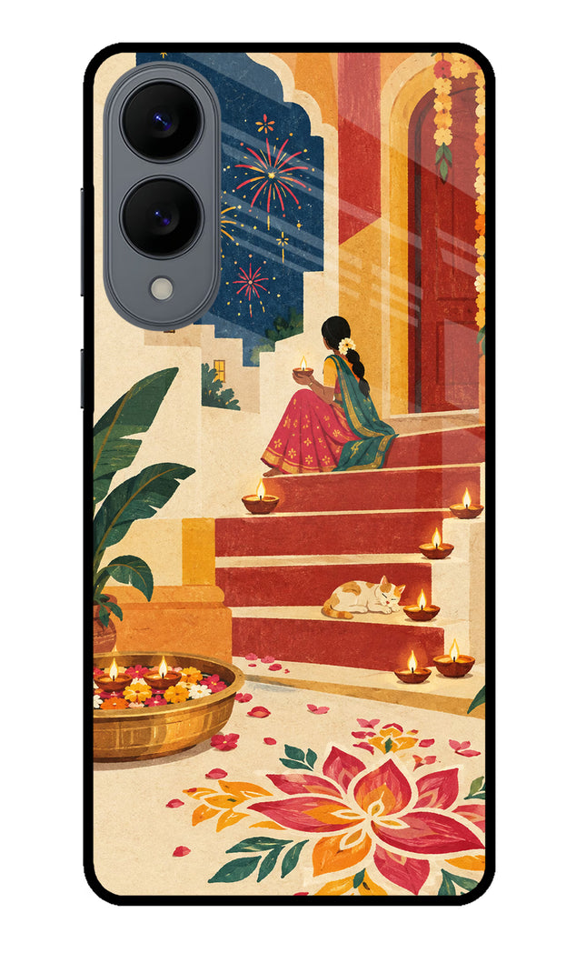 Diwali Rangoli Samsung S25 Edge Glass Case Back Cover by Casekaro