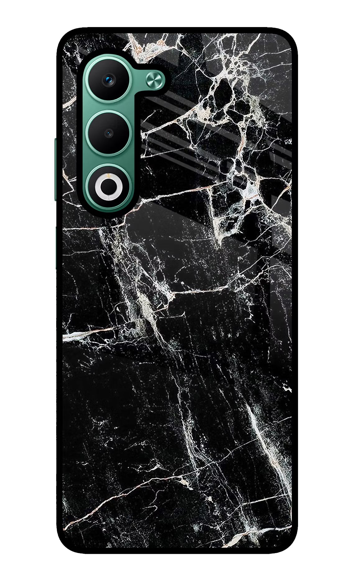Black Marble Texture Oppo A5 5G Glass Case Back Cover by Casekaro
