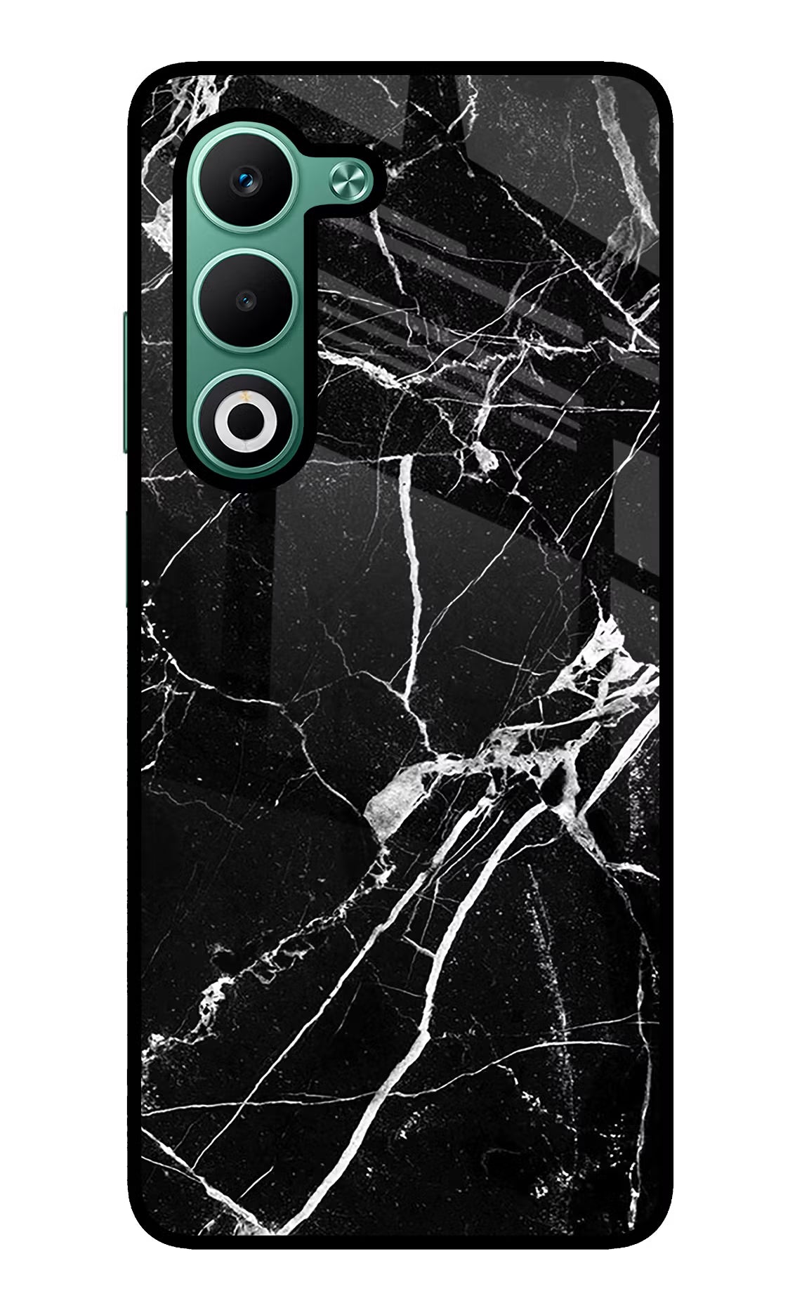 Black Marble Pattern Oppo A5 5G Glass Case Back Cover by Casekaro