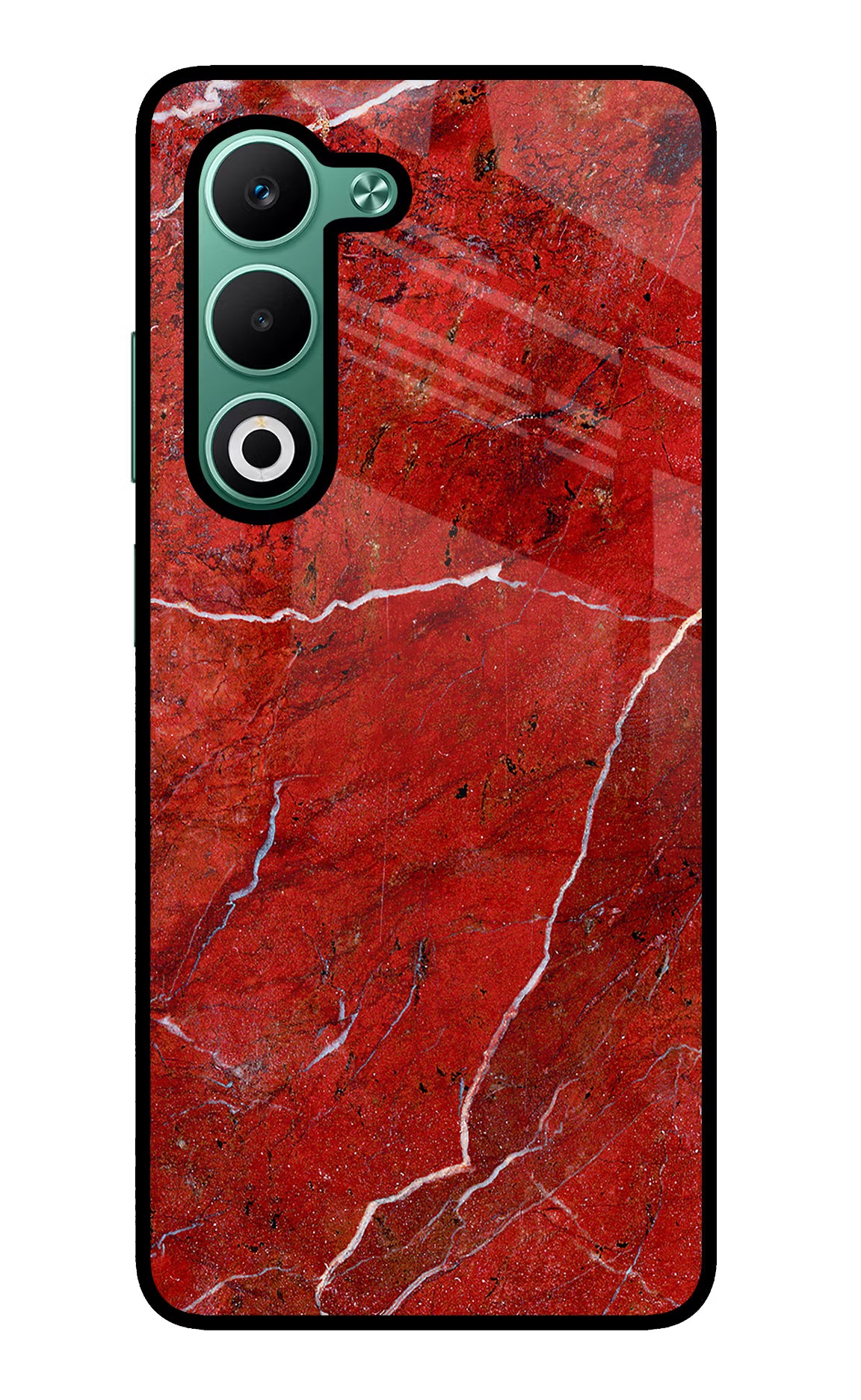 Red Marble Design Oppo A5 5G Glass Case Back Cover by Casekaro