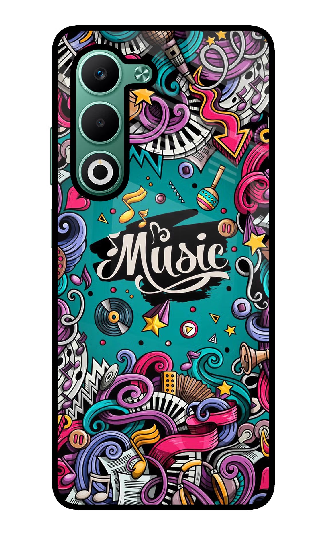 Music Graffiti Oppo A5 5G Glass Case