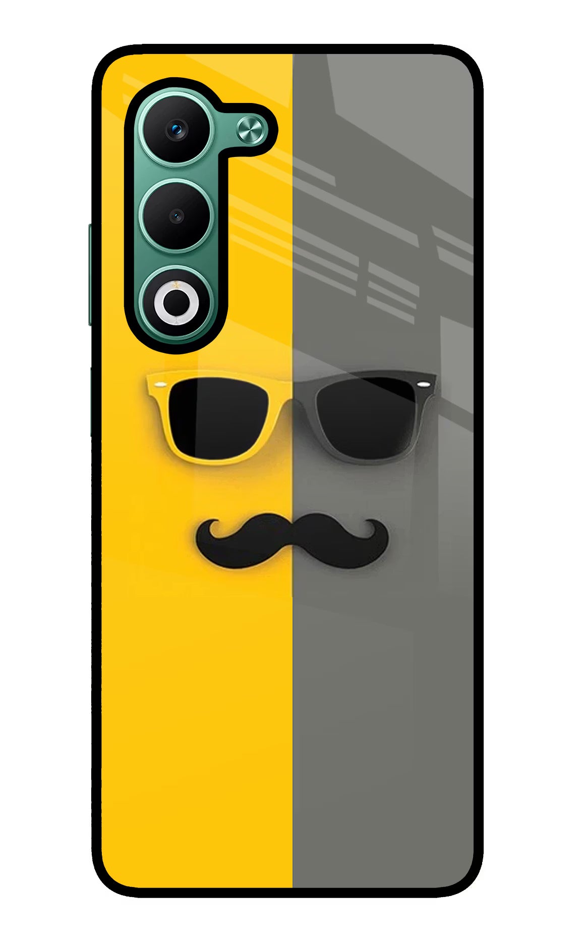 Sunglasses with Mustache Oppo A5 5G Glass Case Back Cover by Casekaro