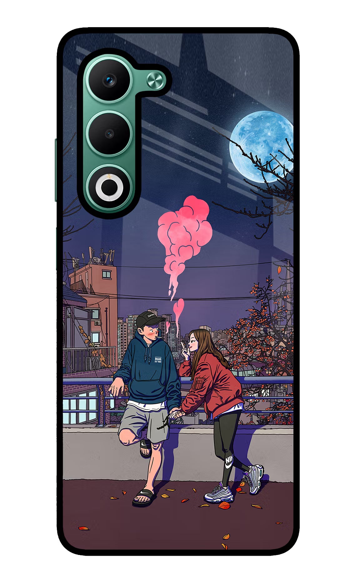 Chilling Couple Oppo A5 5G Glass Case Back Cover by Casekaro