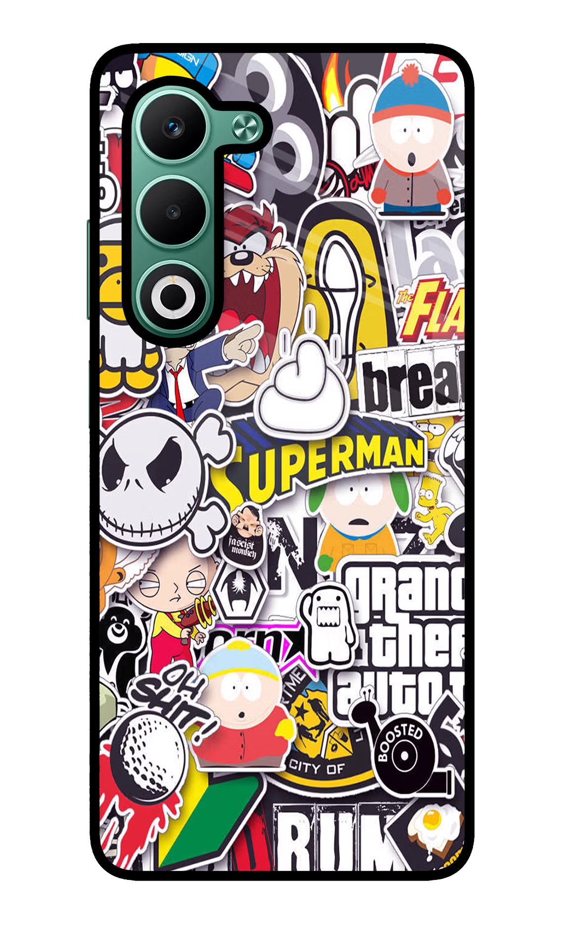 Sticker Bomb Oppo A5 5G Glass Case Back Cover by Casekaro