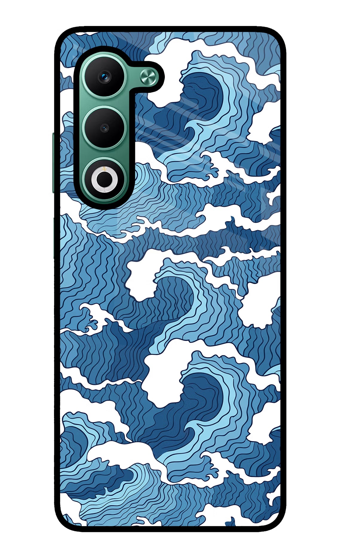 Blue Waves Oppo A5 5G Glass Case Back Cover by Casekaro