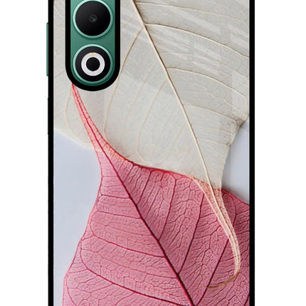 White Pink Leaf Oppo A5 5G Glass Case Back Cover by Casekaro