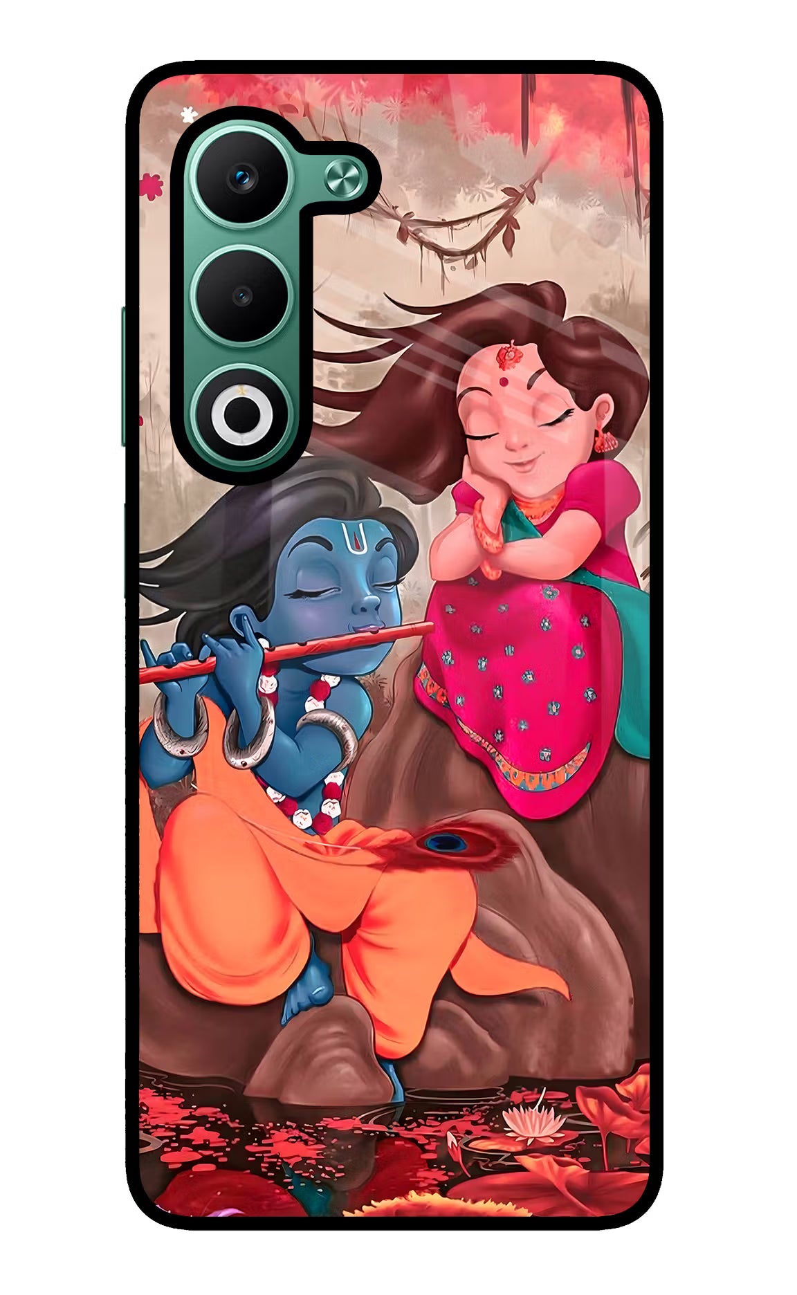 Radhe Krishna Oppo A5 5G Glass Case Back Cover by Casekaro