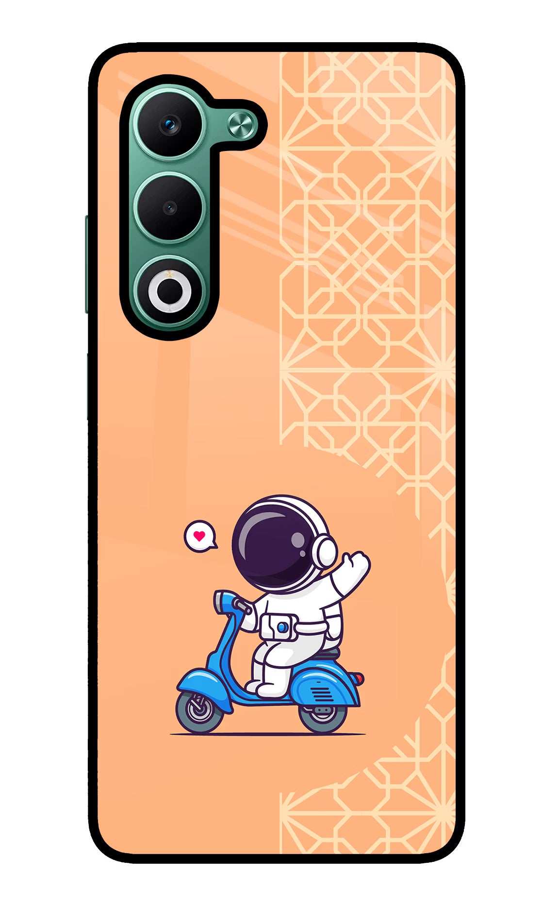 Cute Astronaut Riding Oppo A5 5G Glass Case Back Cover by Casekaro