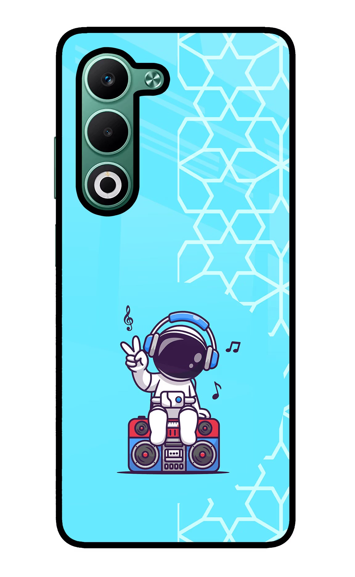 Cute Astronaut Chilling Oppo A5 5G Glass Case Back Cover by Casekaro