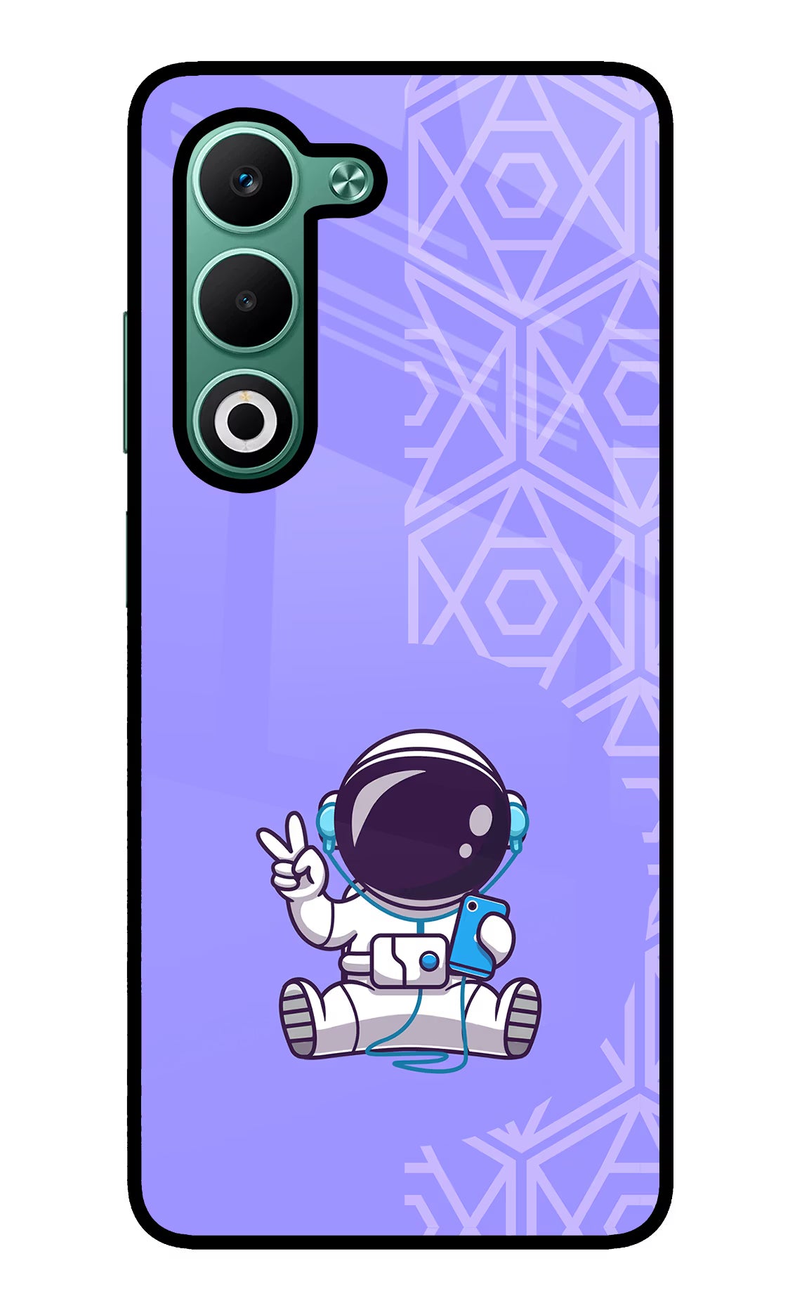 Cute Astronaut Chilling Oppo A5 5G Glass Case Back Cover by Casekaro