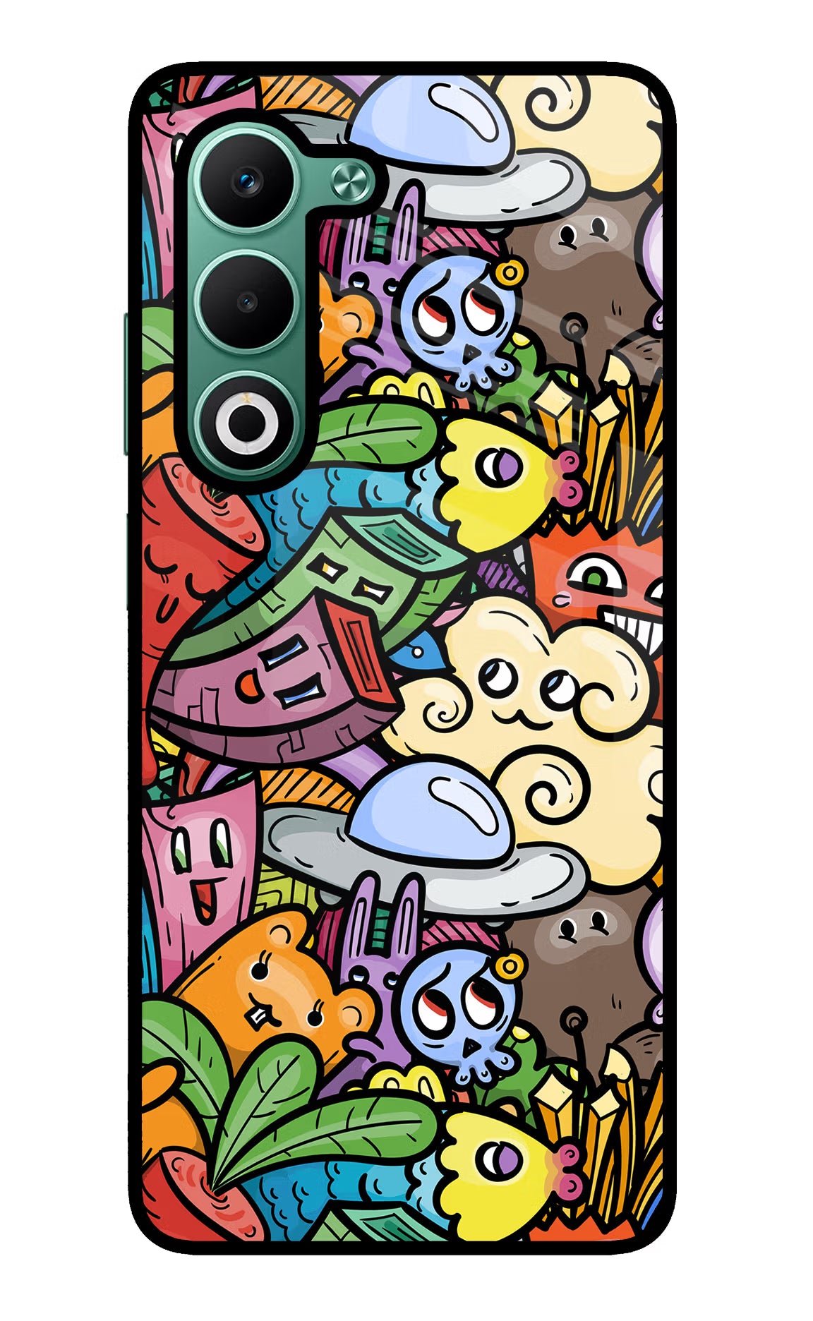 Veggie Doodle Oppo A5 5G Glass Case Back Cover by Casekaro