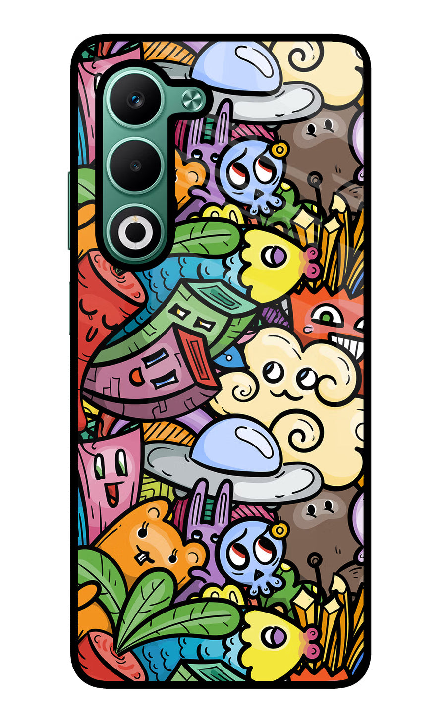 Veggie Doodle Oppo A5 5G Back Cover, Glass case