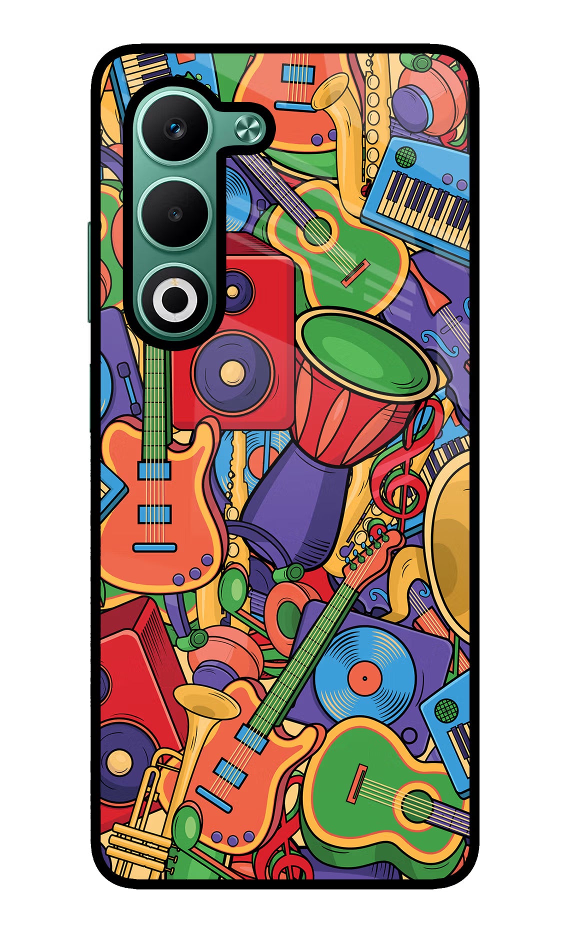 Music Instrument Doodle Oppo A5 5G Glass Case Back Cover by Casekaro