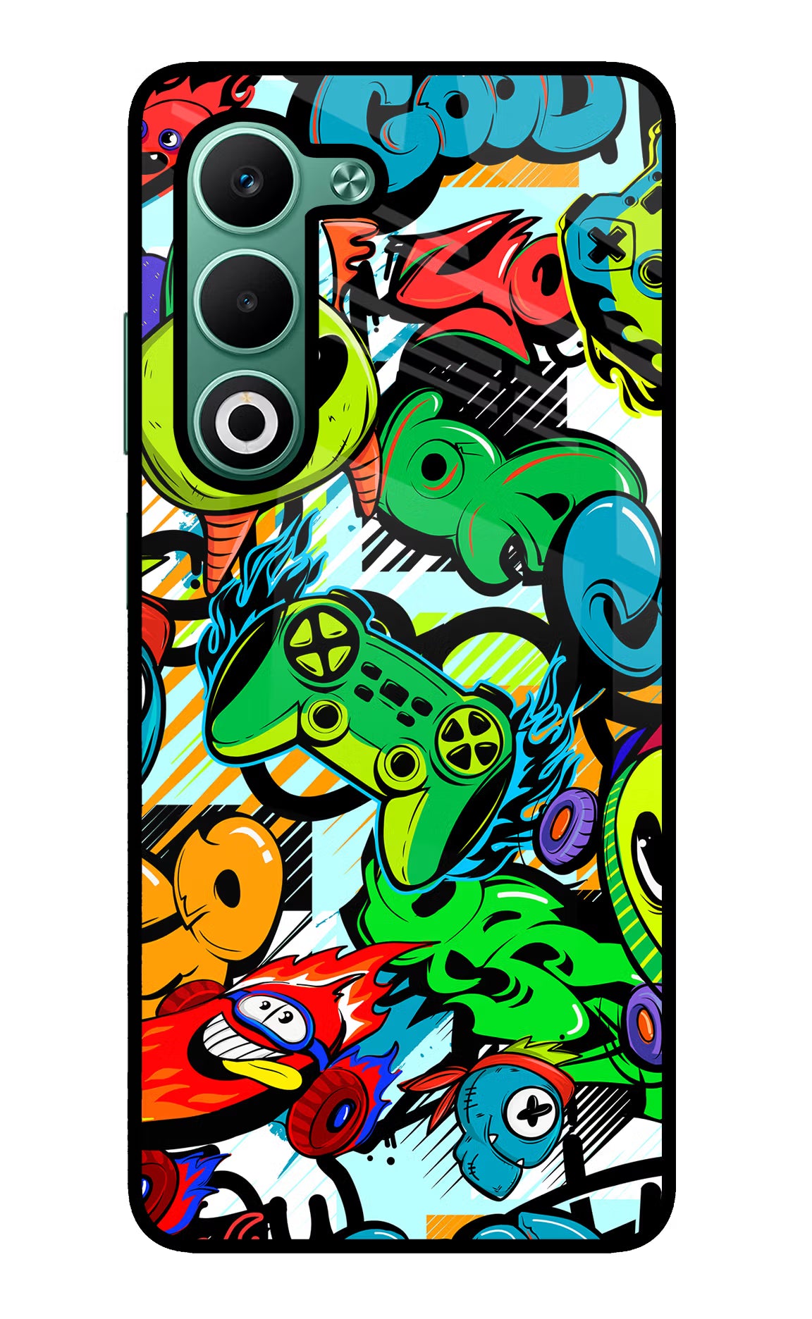 Game Doodle Oppo A5 5G Glass Case Back Cover by Casekaro